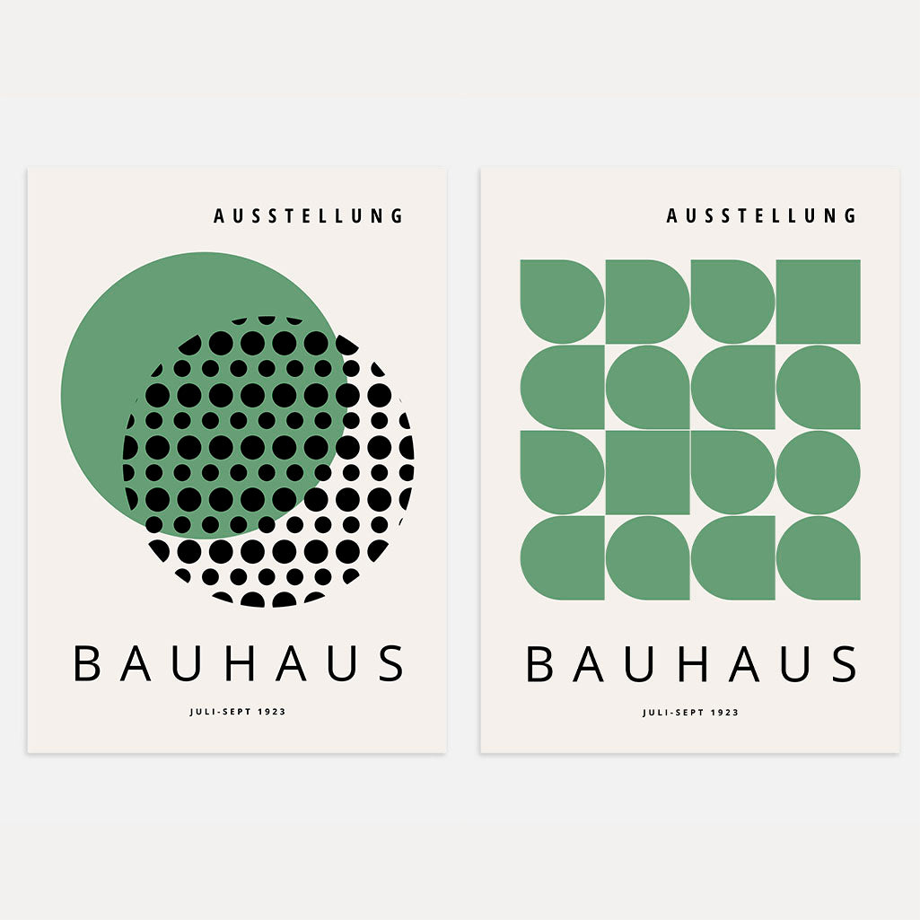 Bauhaus Géométrie verte – Lot de 2 affiches