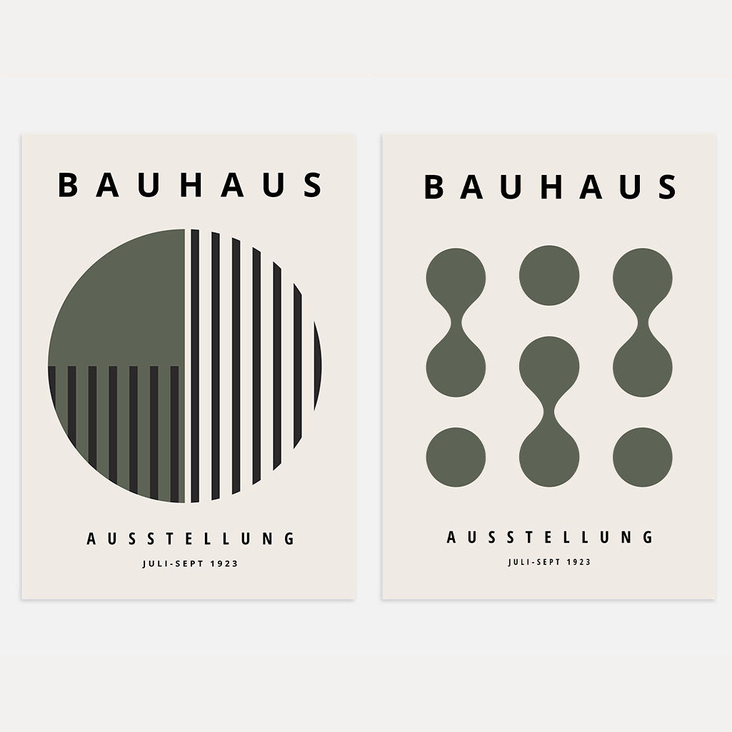 Bauhaus Vert olive – Lot de 2 affiches