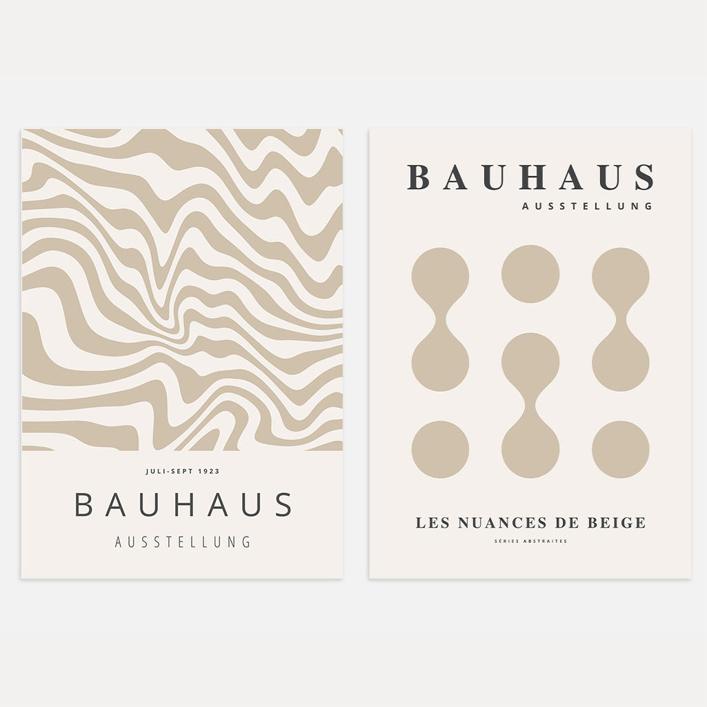 Bauhaus Abstrait Beige – Lot de 2 affiches