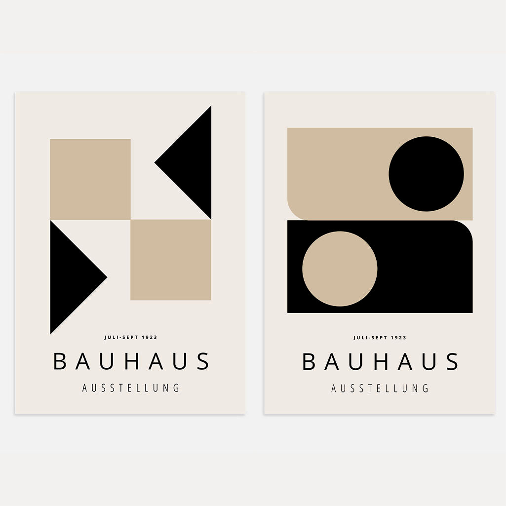 Bauhaus Beige and Black Poster Set of 2