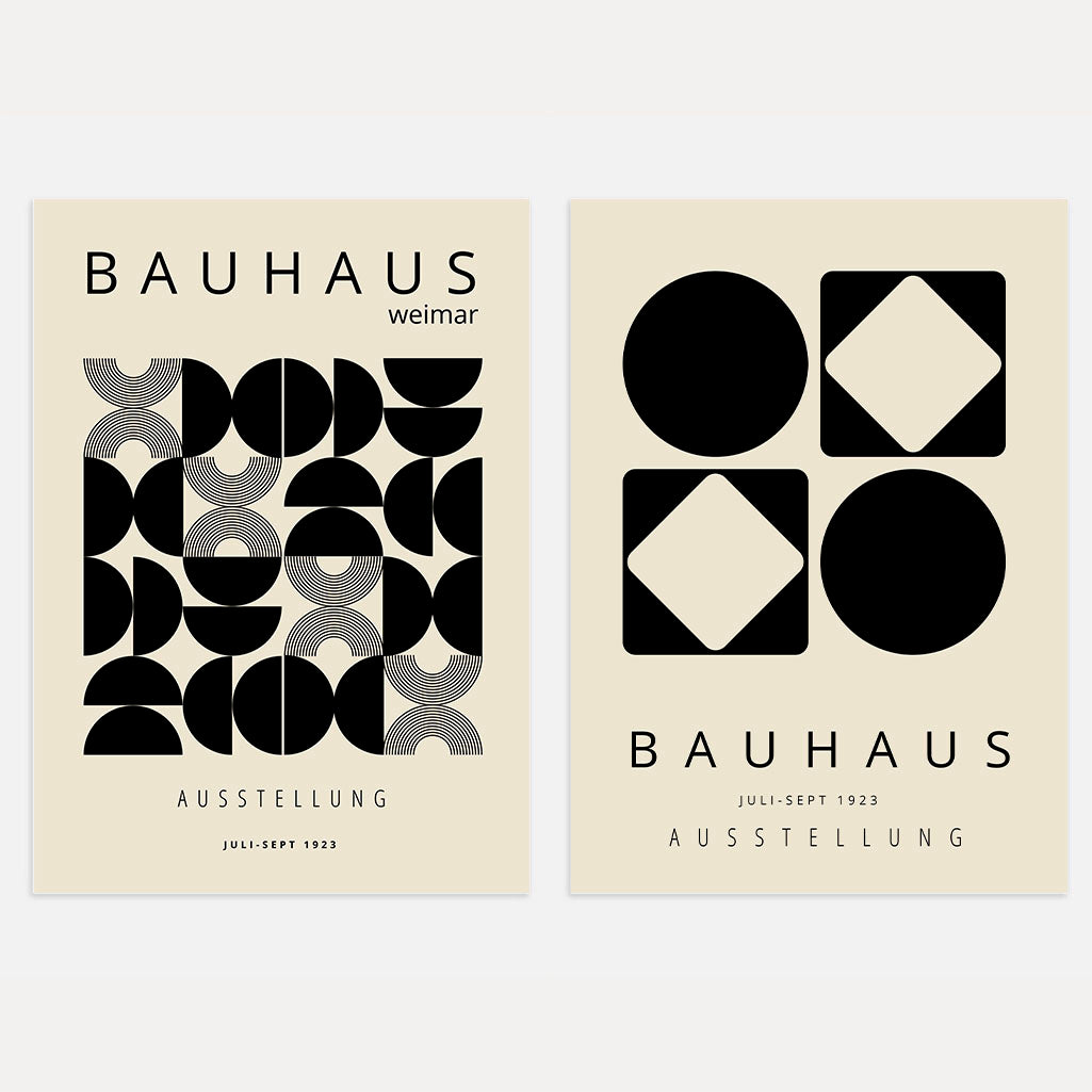 Bauhaus Géométrie – Lot de 2 affiches,beige