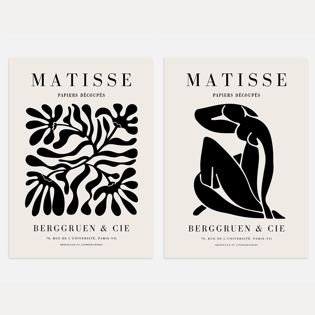 Matisse Black Abstract Forms – Set of 2 Posters