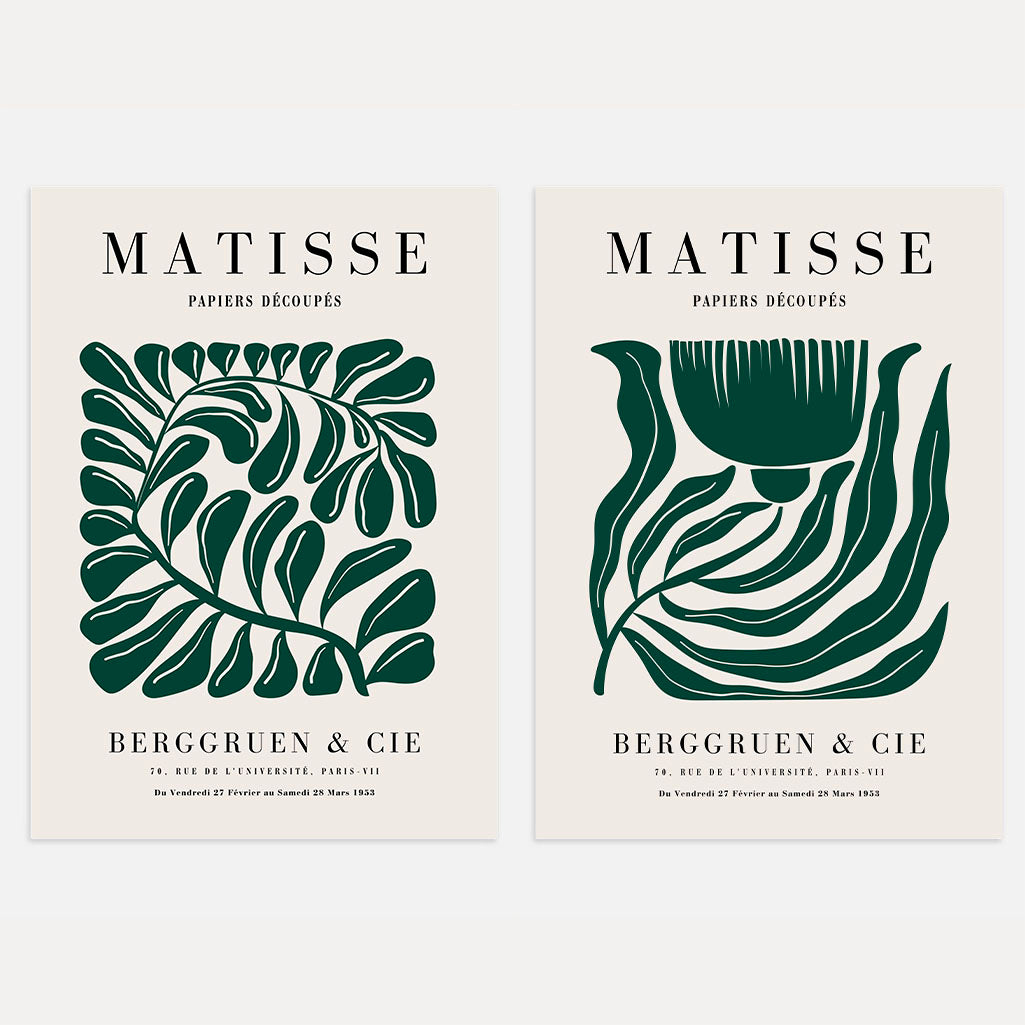 Set of 2 Matisse Green Elegant Compositions Posters