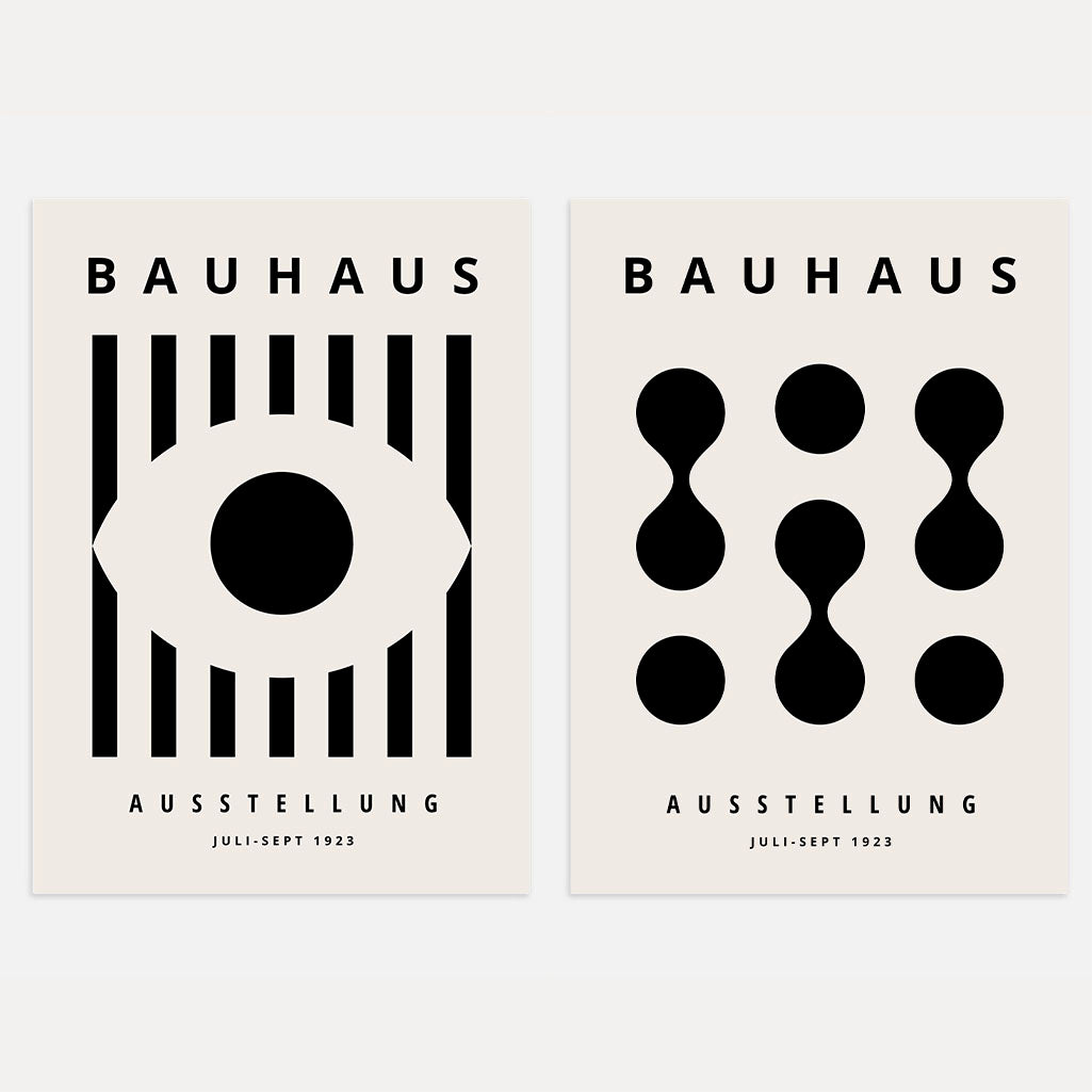 Bauhaus Noir Beige Contraste – Lot de 2 affiches
