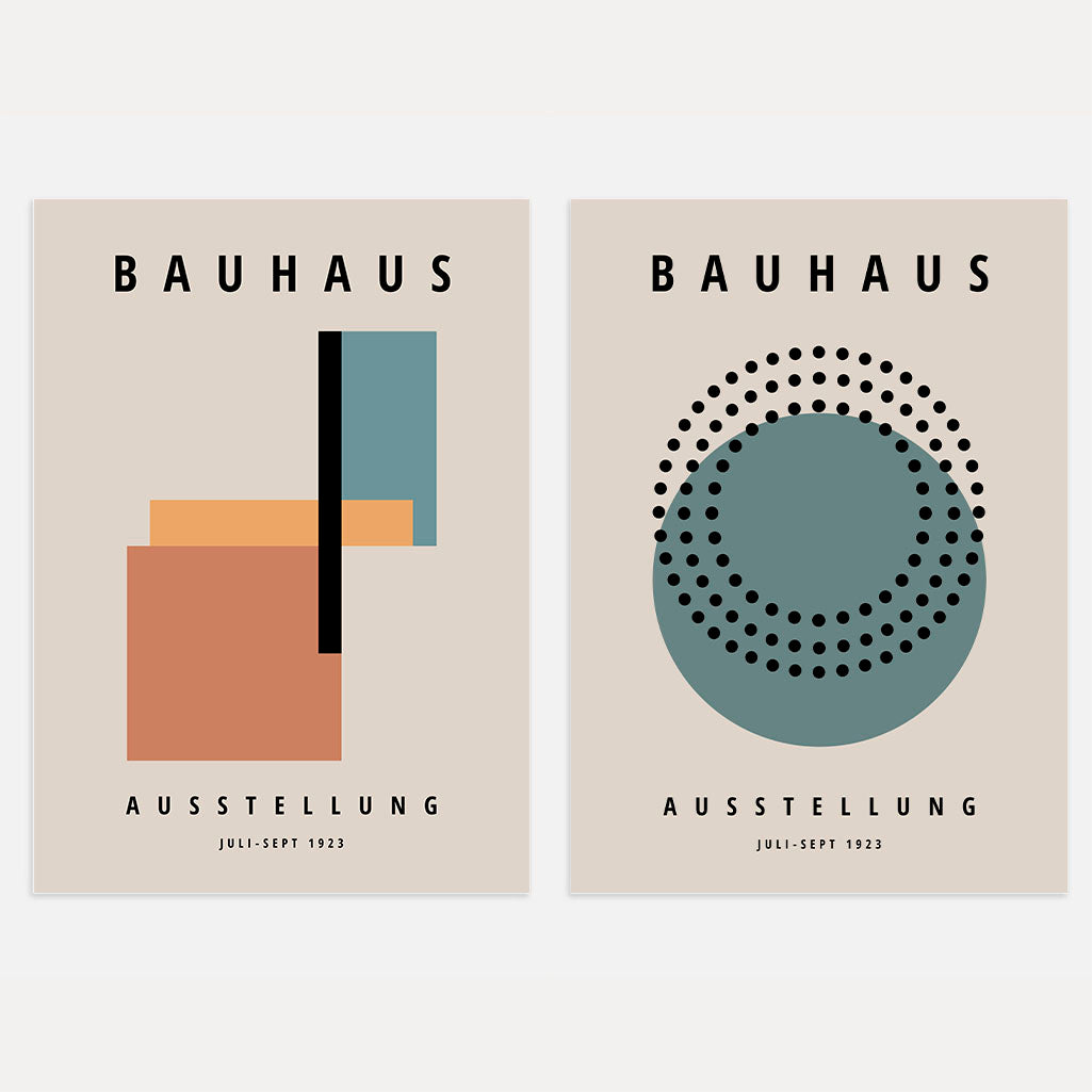 Bauhaus Vert Terracotta Équilibre – Lot de 2 affiches