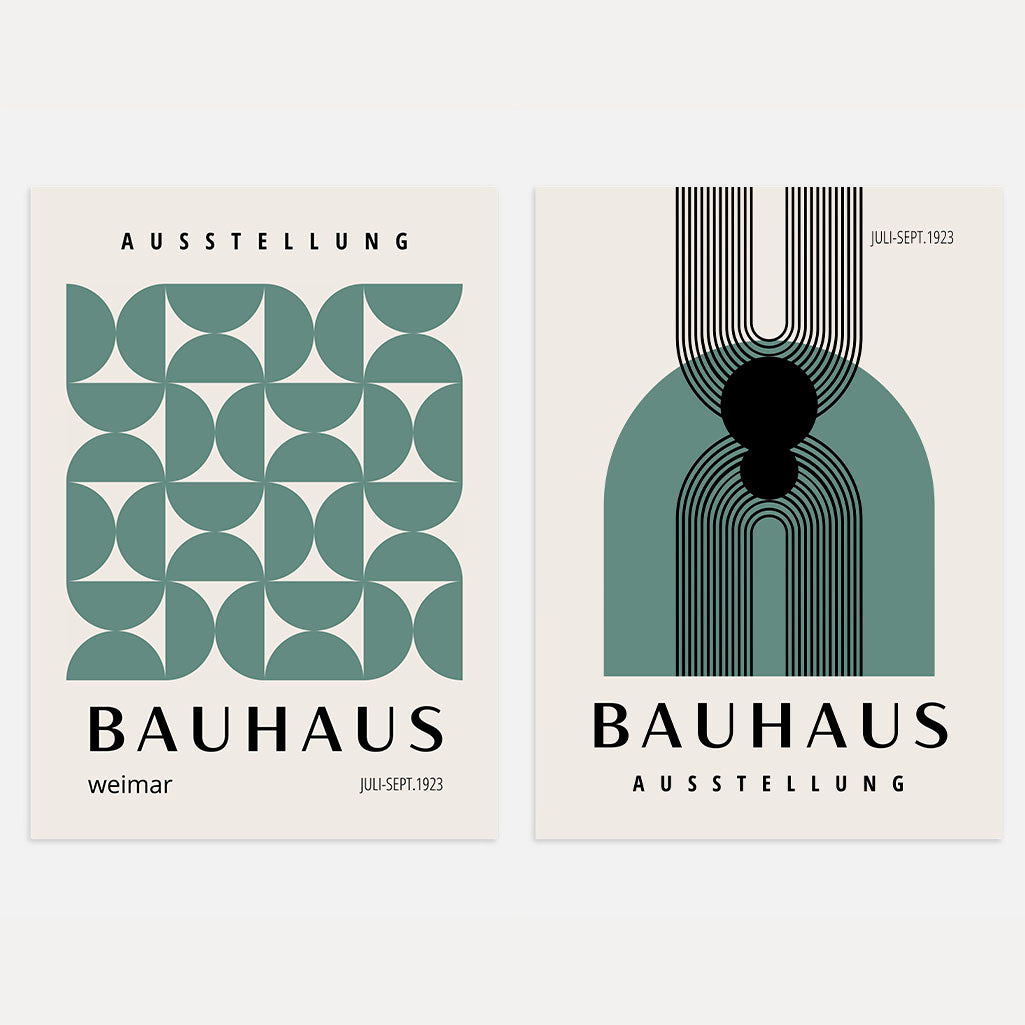 Bauhaus Géométrie Vert – Lot de 2 affiches