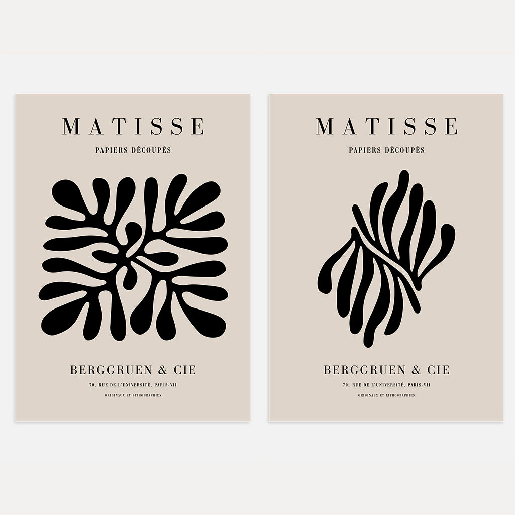Matisse Black Organic Abstract – Set of 2 Posters
