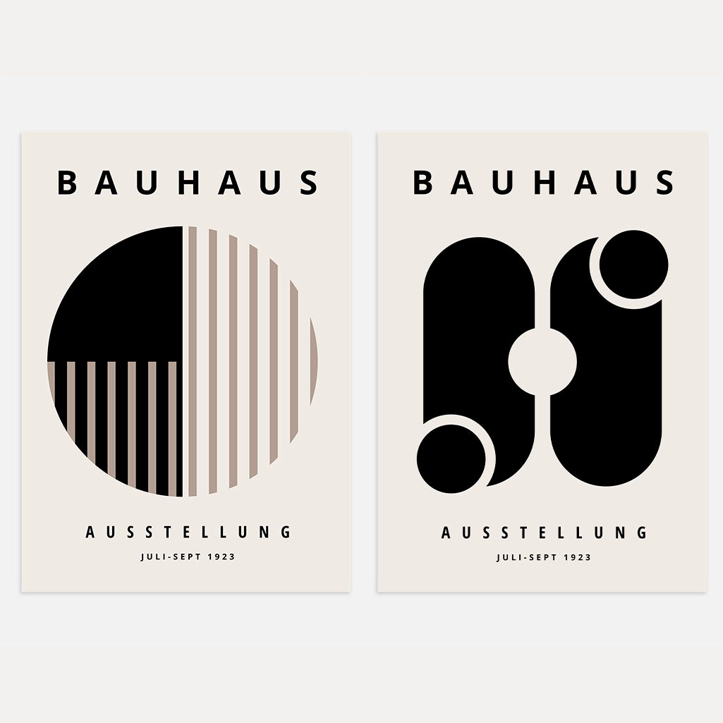 Bauhaus Monochrome Harmony Set of 2 Posters