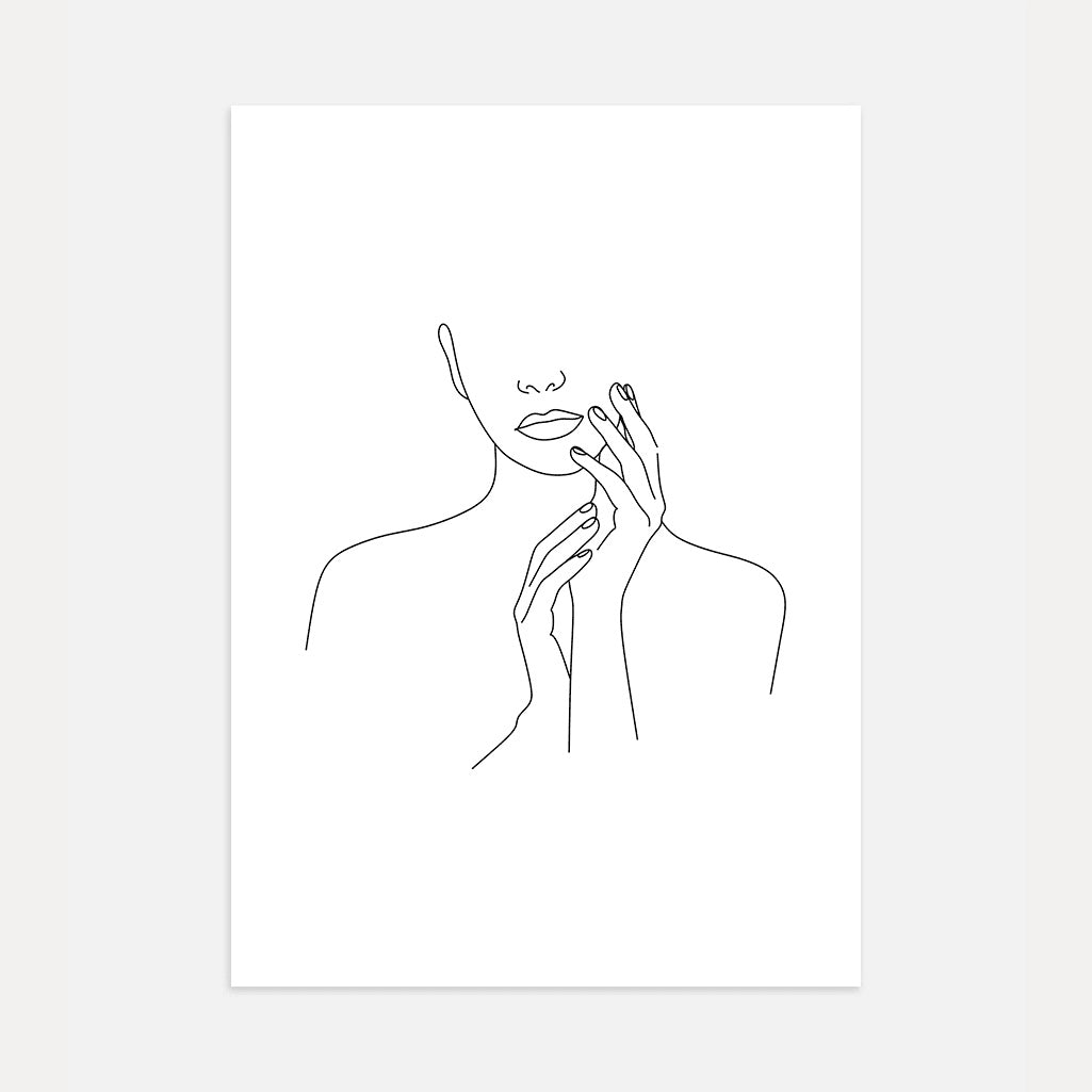 Touch of Silence Female Line Art Poster