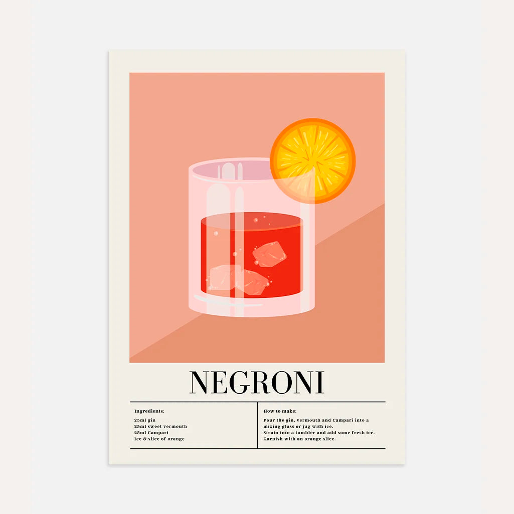 Affiche Cocktail Verre Negroni
