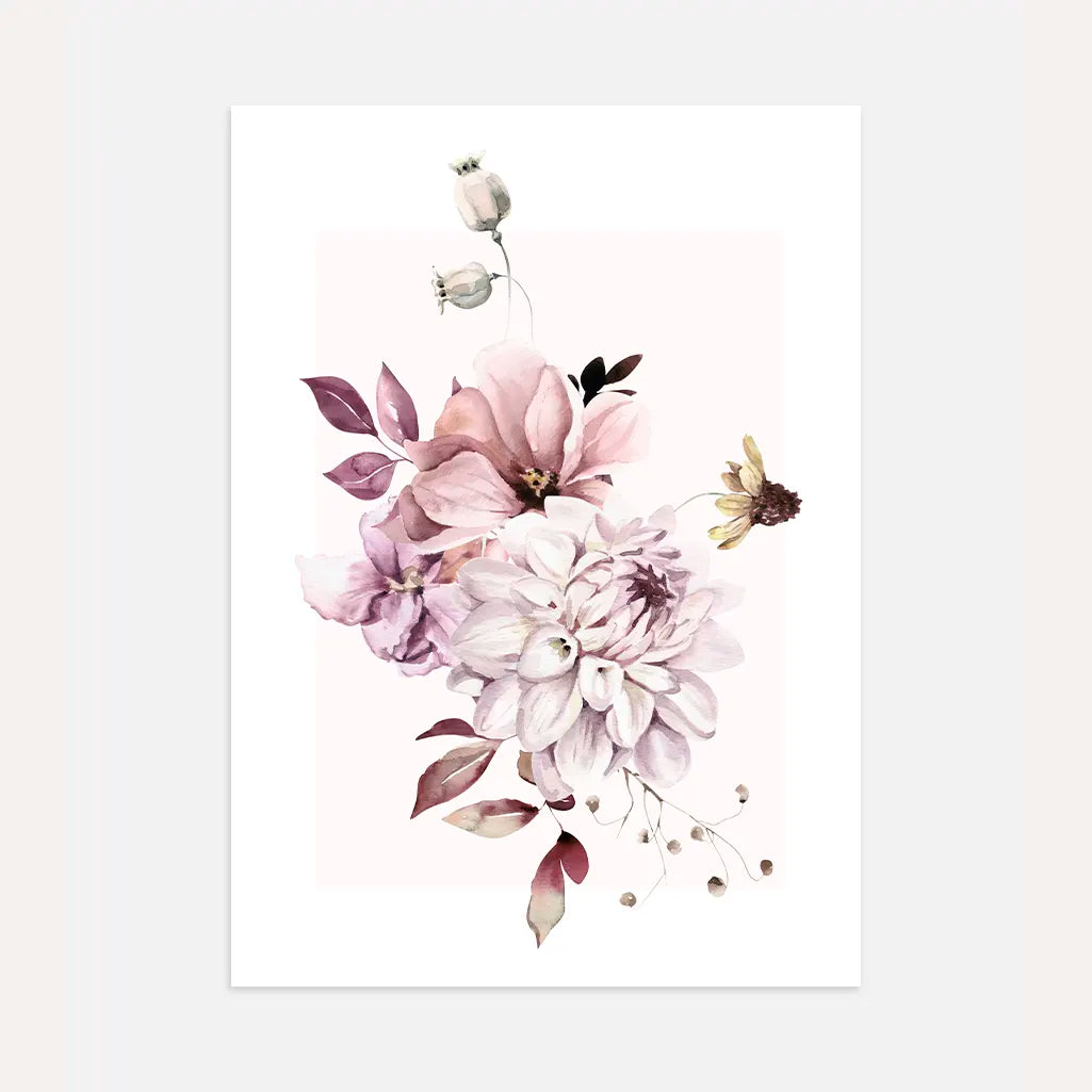 Pastel Watercolour Flower Composition Poster