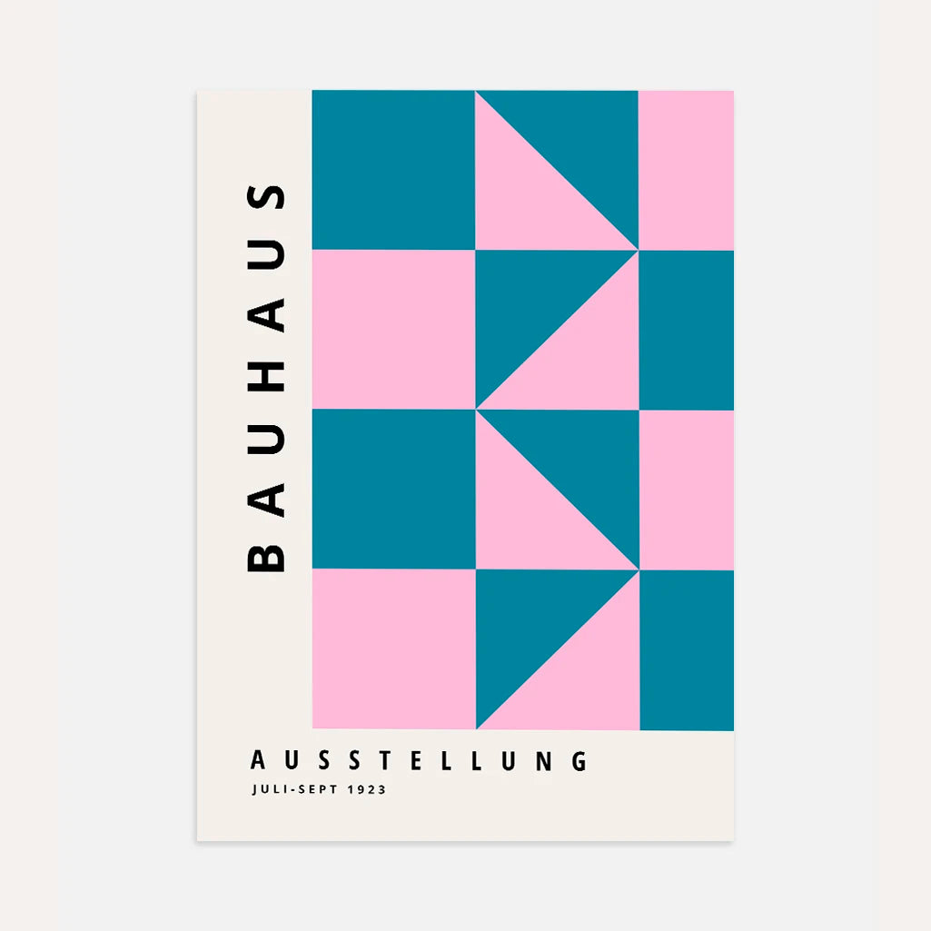 Bauhaus Rose Turquoise Affiche
