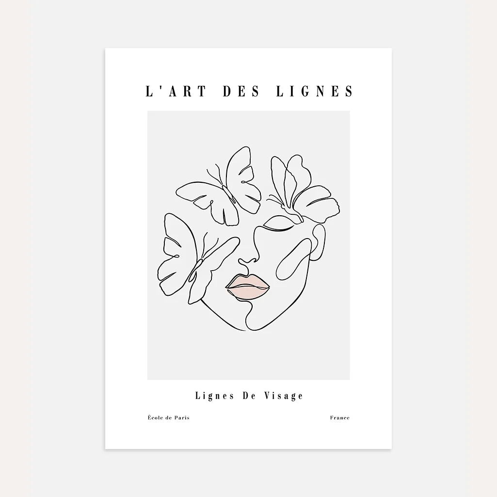 Affiche – Visage aux papillons