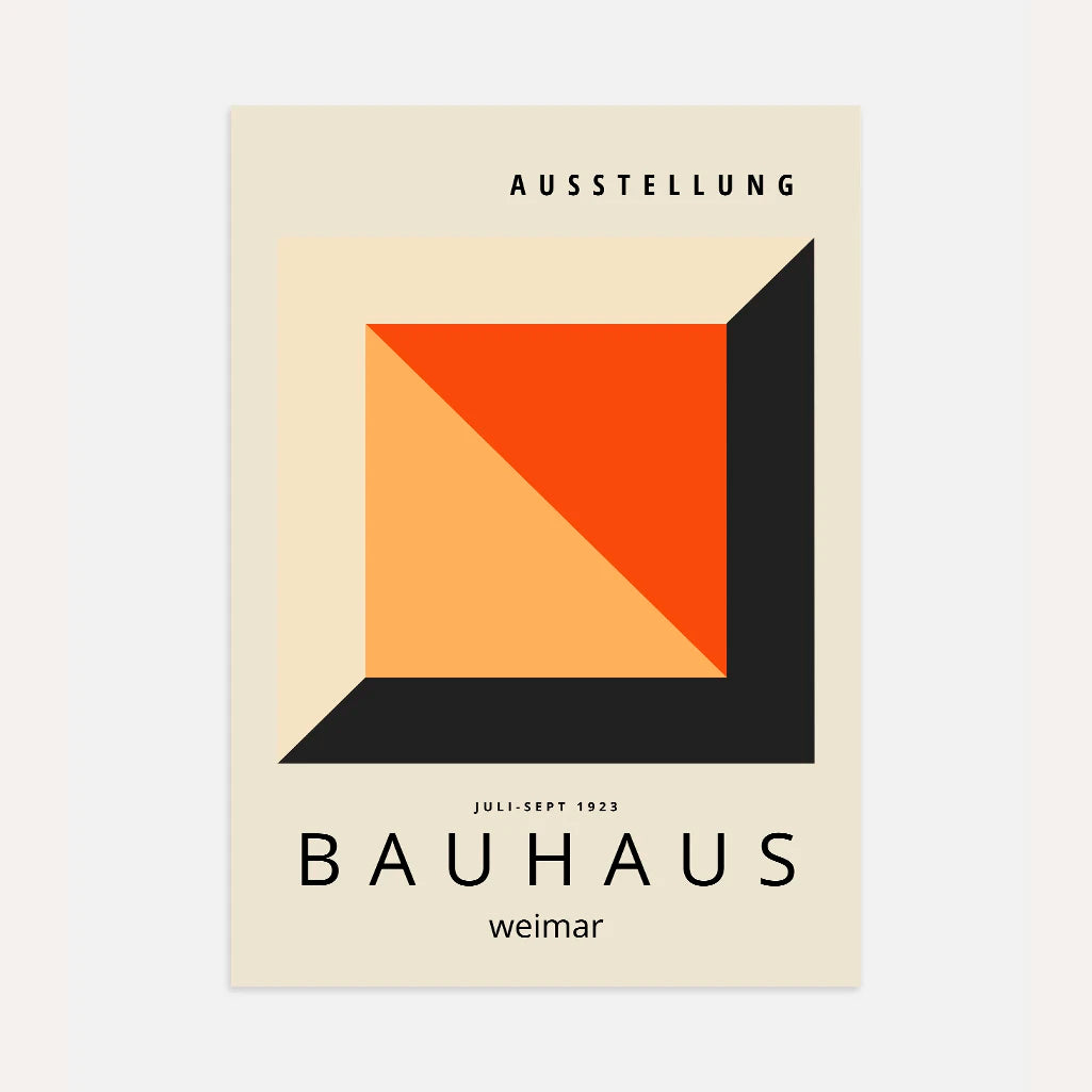 Affiche Bauhaus Cube Rouge Orangé