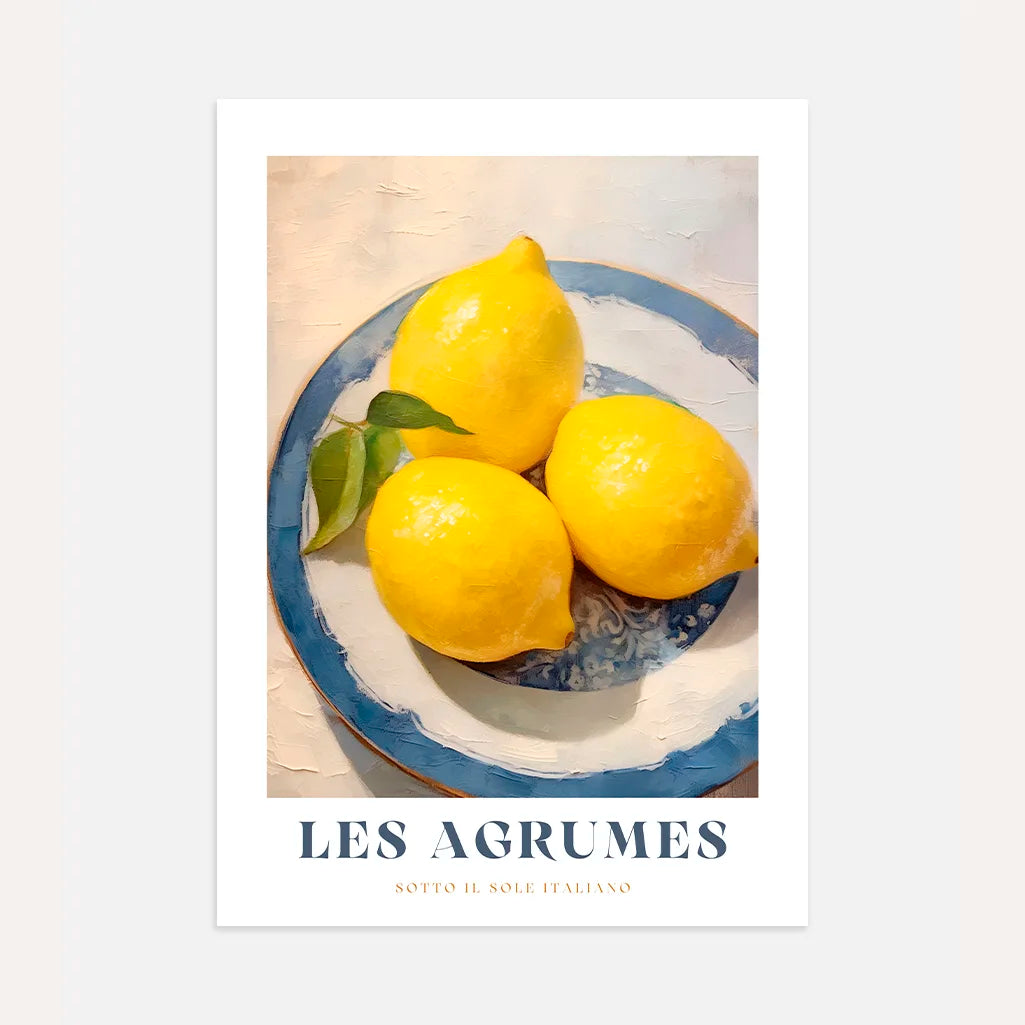 Affiche Assiette de Citrons Les Agrumes
