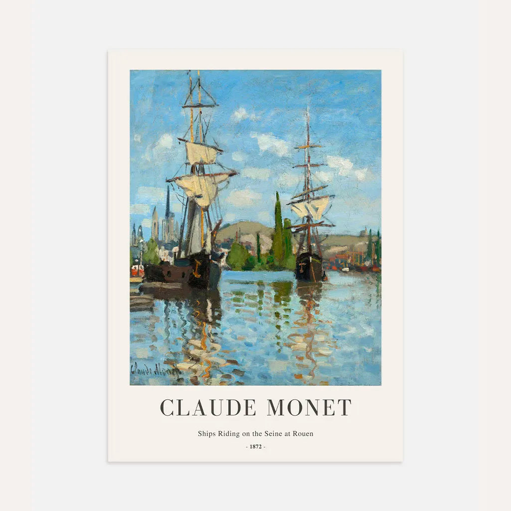 Claude Monet – Bateaux sur la Seine à Rouen Affiche