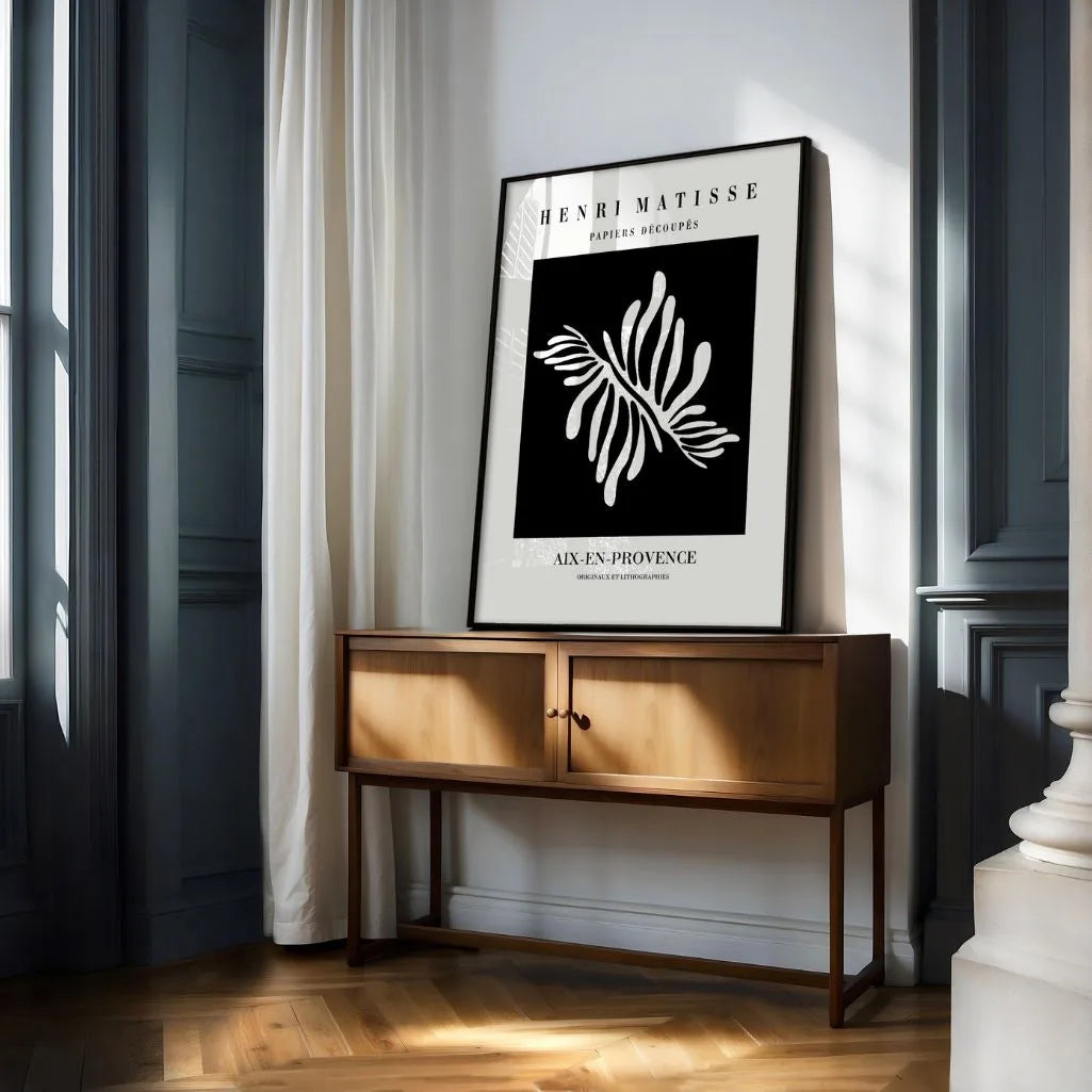 Affiche Matisse Feuille Blanche Sur Noir