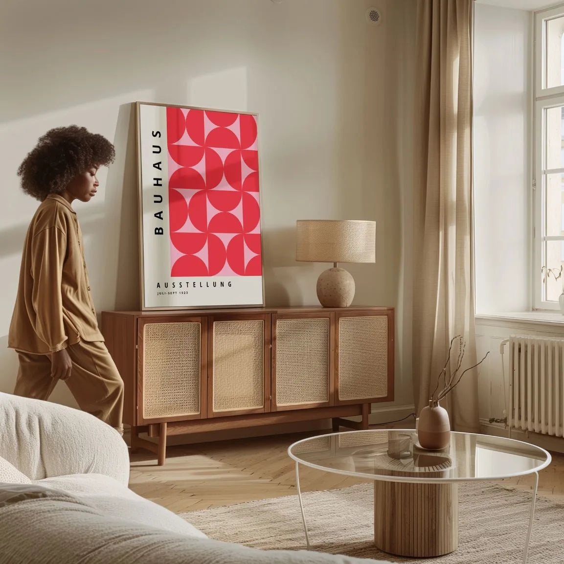 Bauhaus Symétrie Rouge Rythme Affiche