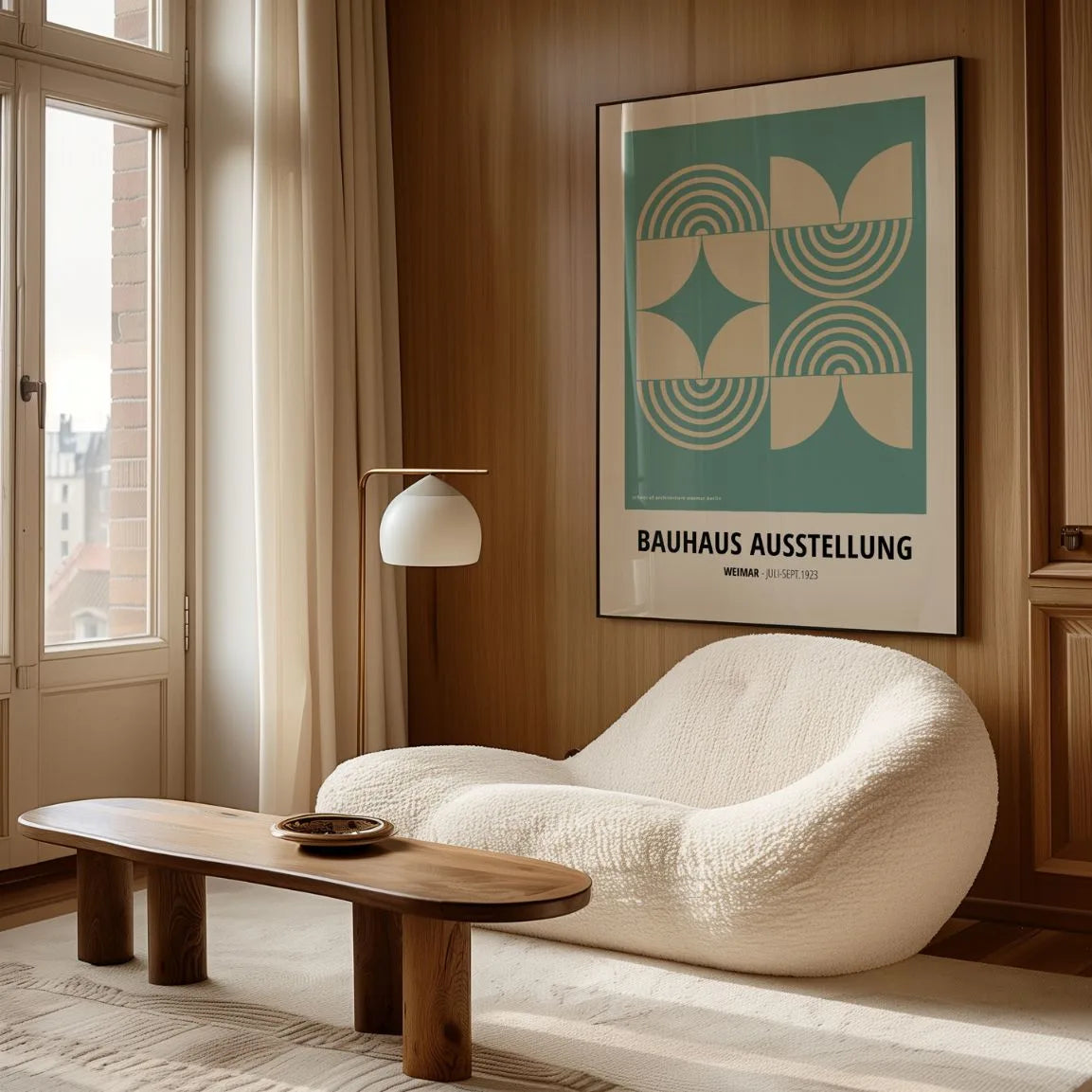 Affiche Bauhaus Symétrie Vert Beige