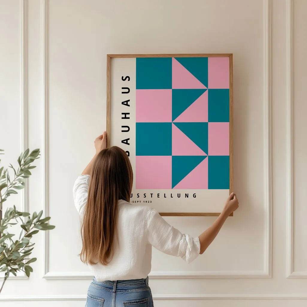 Bauhaus Rose Turquoise Affiche
