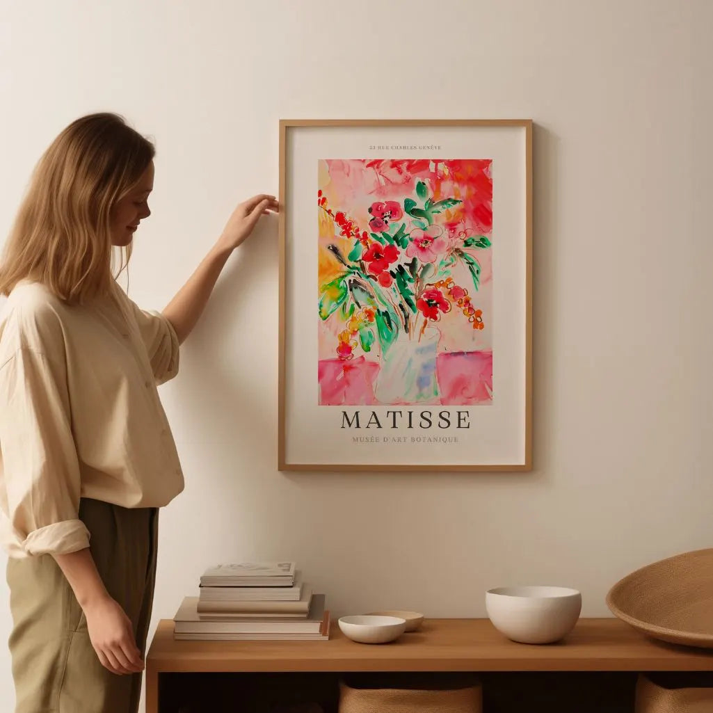 Matisse Rouge Fleurs Affiche