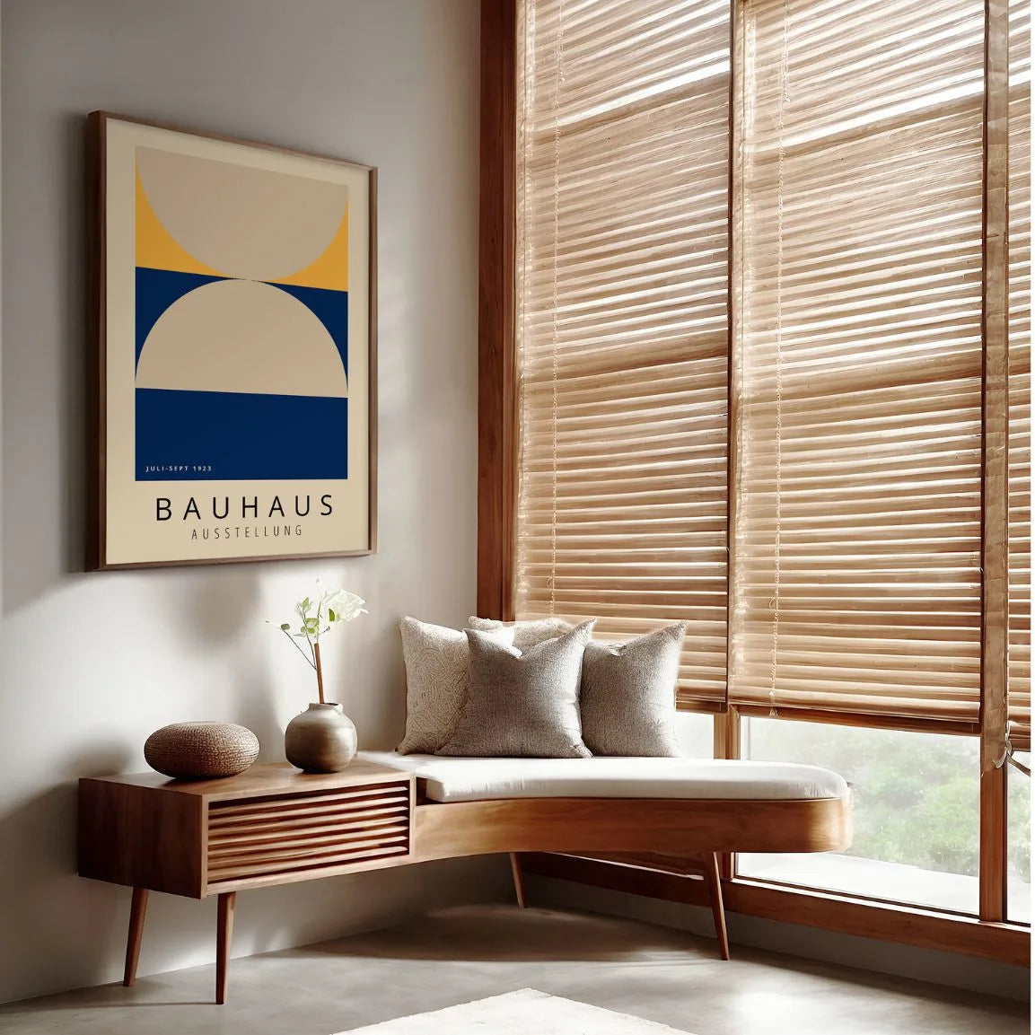 Bauhaus Beige Bleu Marine Affiche
