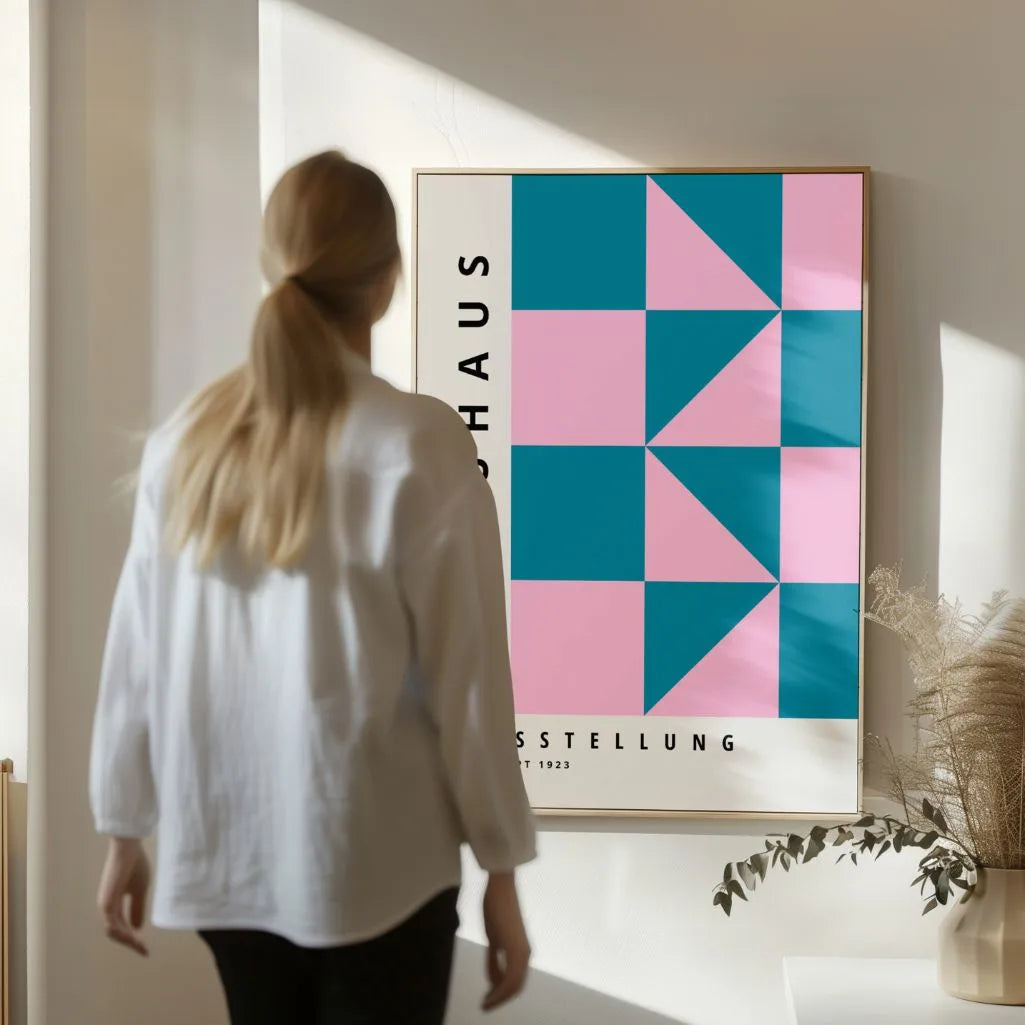 Bauhaus Rose Turquoise Affiche