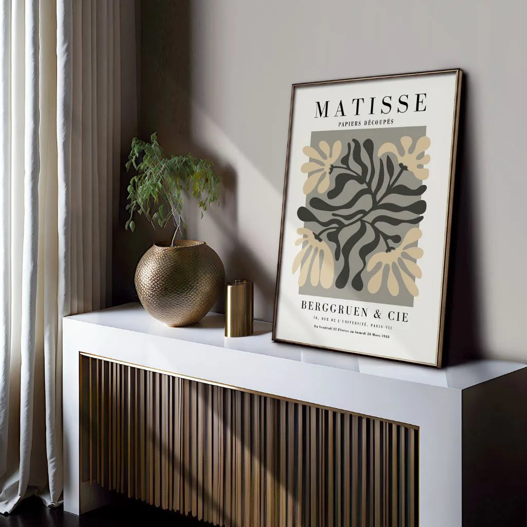 Affiche Matisse Feuilles Beige Gris