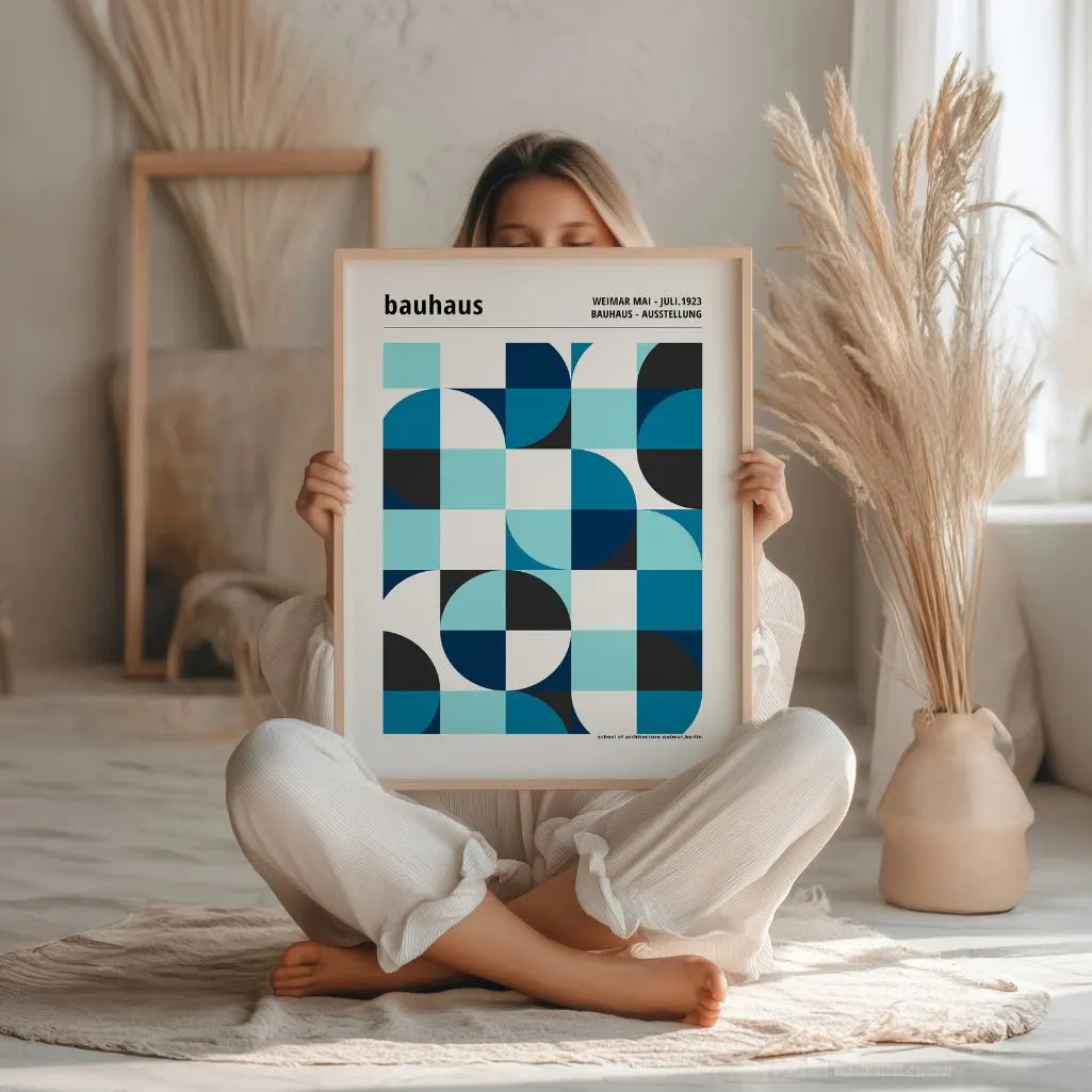 Bauhaus Blue Symmetry Poster