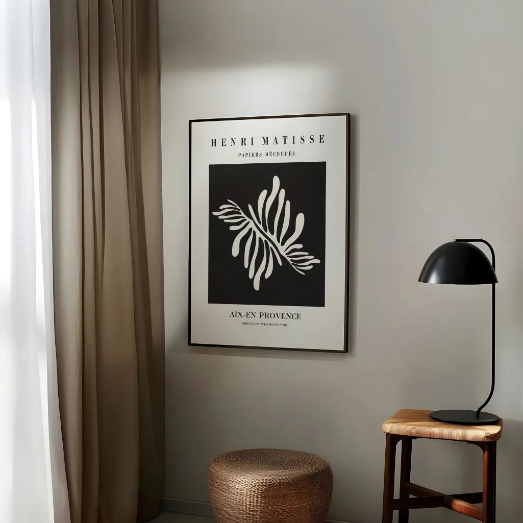 Affiche Matisse Feuille Blanche Sur Noir