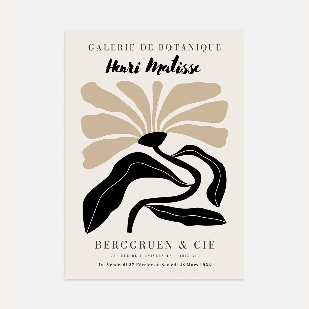 Henri Matisse – Affiche Fleur Noir Beige