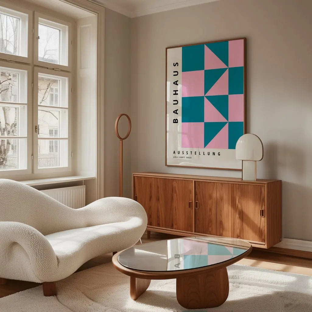 Bauhaus Rose Turquoise Affiche