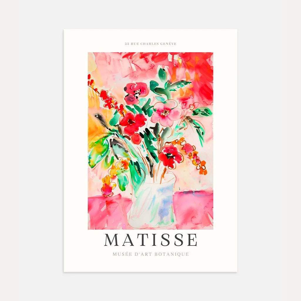 Matisse Rouge Fleurs Affiche