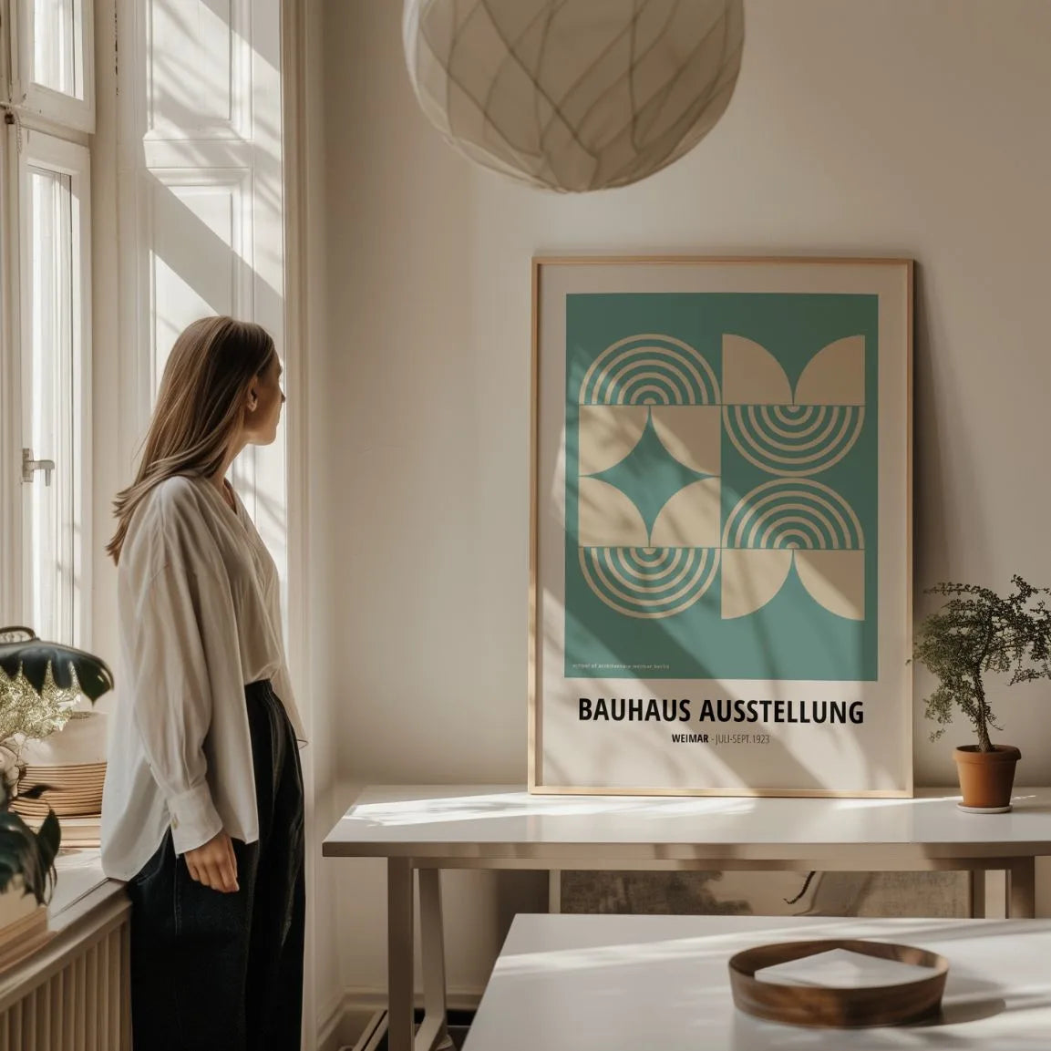 Affiche Bauhaus Symétrie Vert Beige