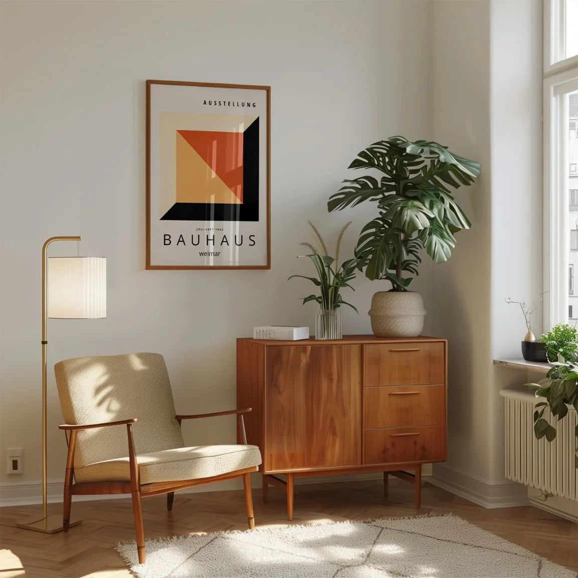 Affiche Bauhaus Cube Rouge Orangé