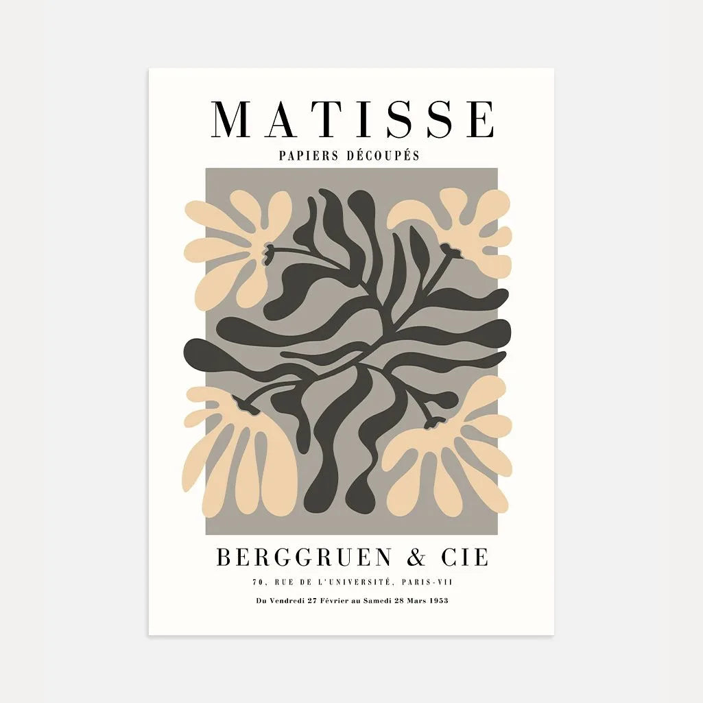 Affiche Matisse Feuilles Beige Gris