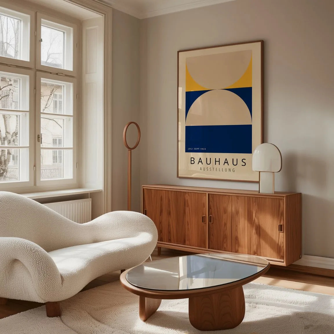 Bauhaus Beige Bleu Marine Affiche