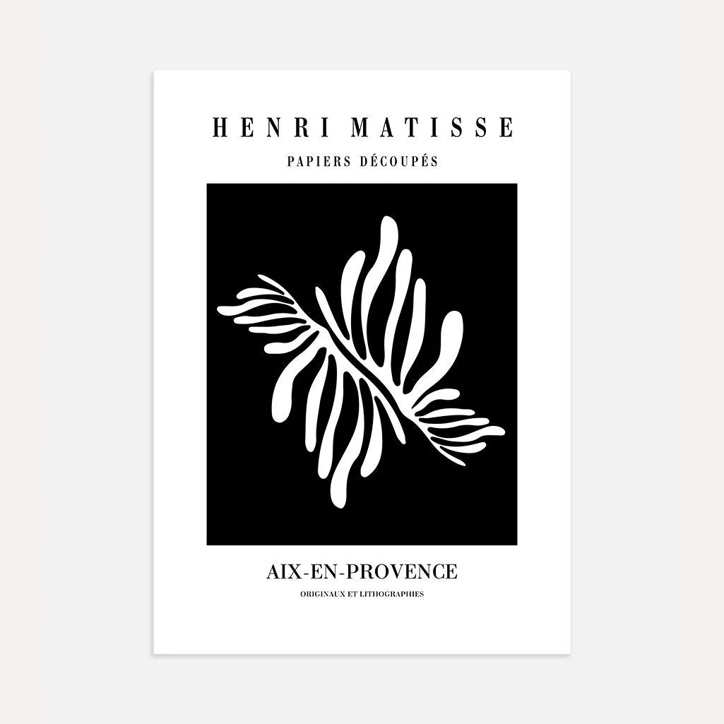 Affiche Matisse Feuille Blanche Sur Noir