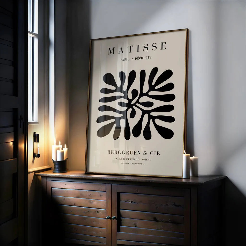 Henri Matisse – Affiche Minimaliste Beige et Noir