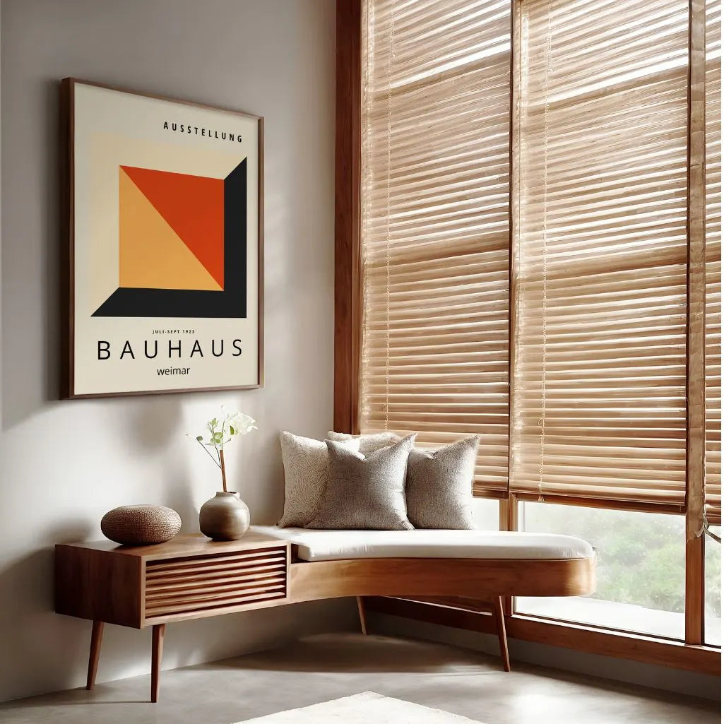 Affiche Bauhaus Cube Rouge Orangé