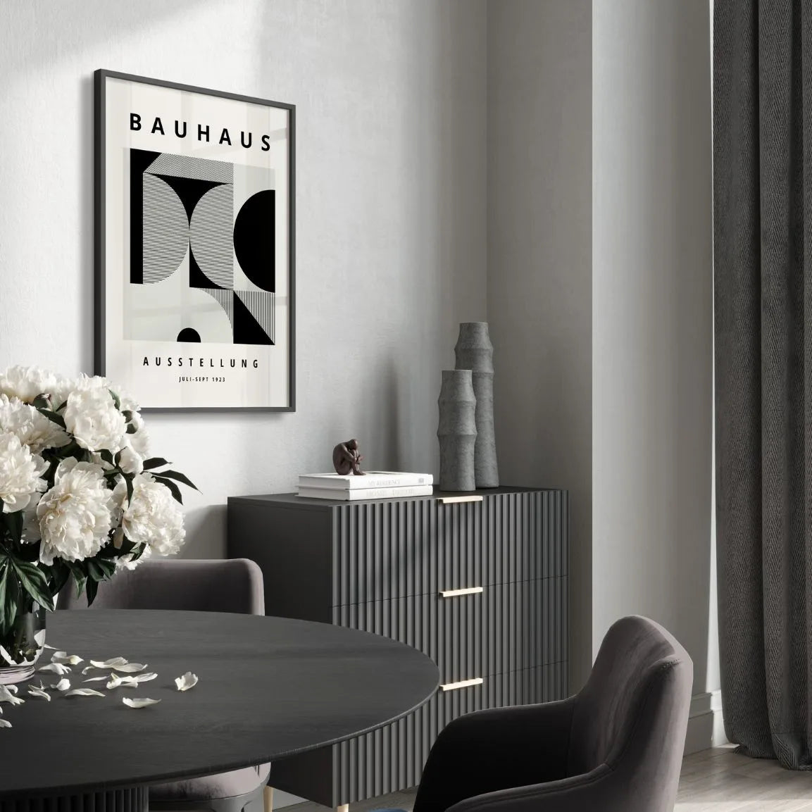 Affiche Bauhaus Formes Noires Géométriques