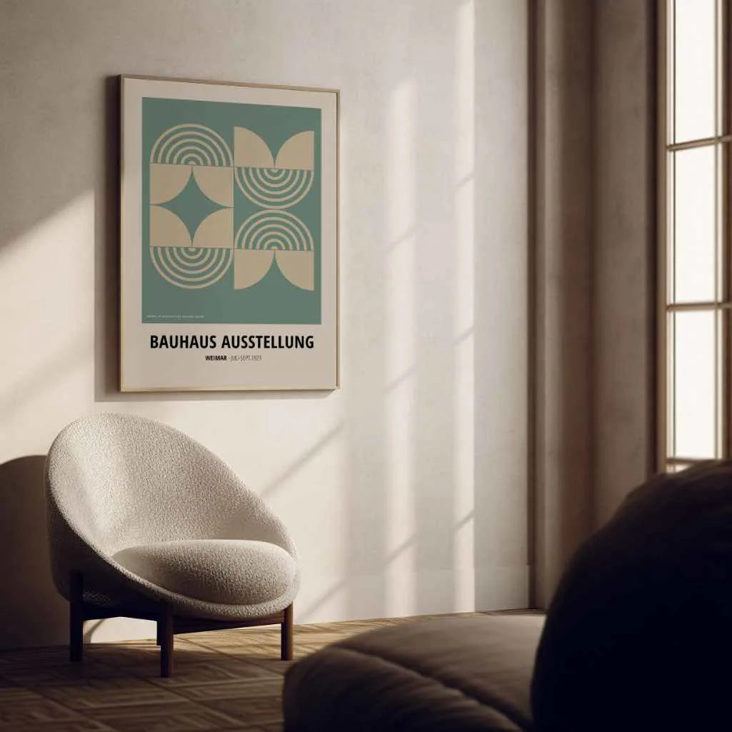 Affiche Bauhaus Symétrie Vert Beige