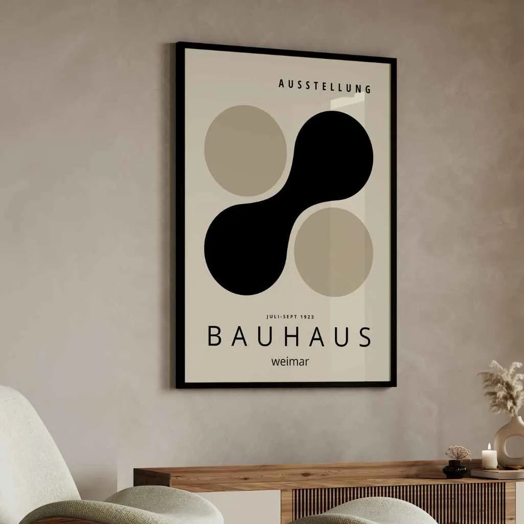 Bauhaus Formes Noir Beige Affiche