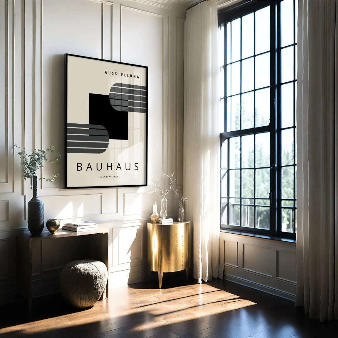 Bauhaus Lignes Carré Noir Affiche