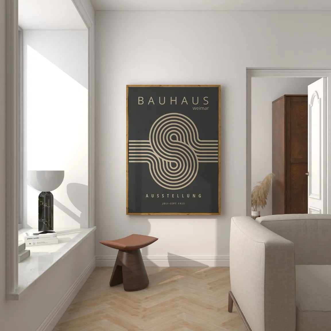 Bauhaus Beige Lignes Affiche