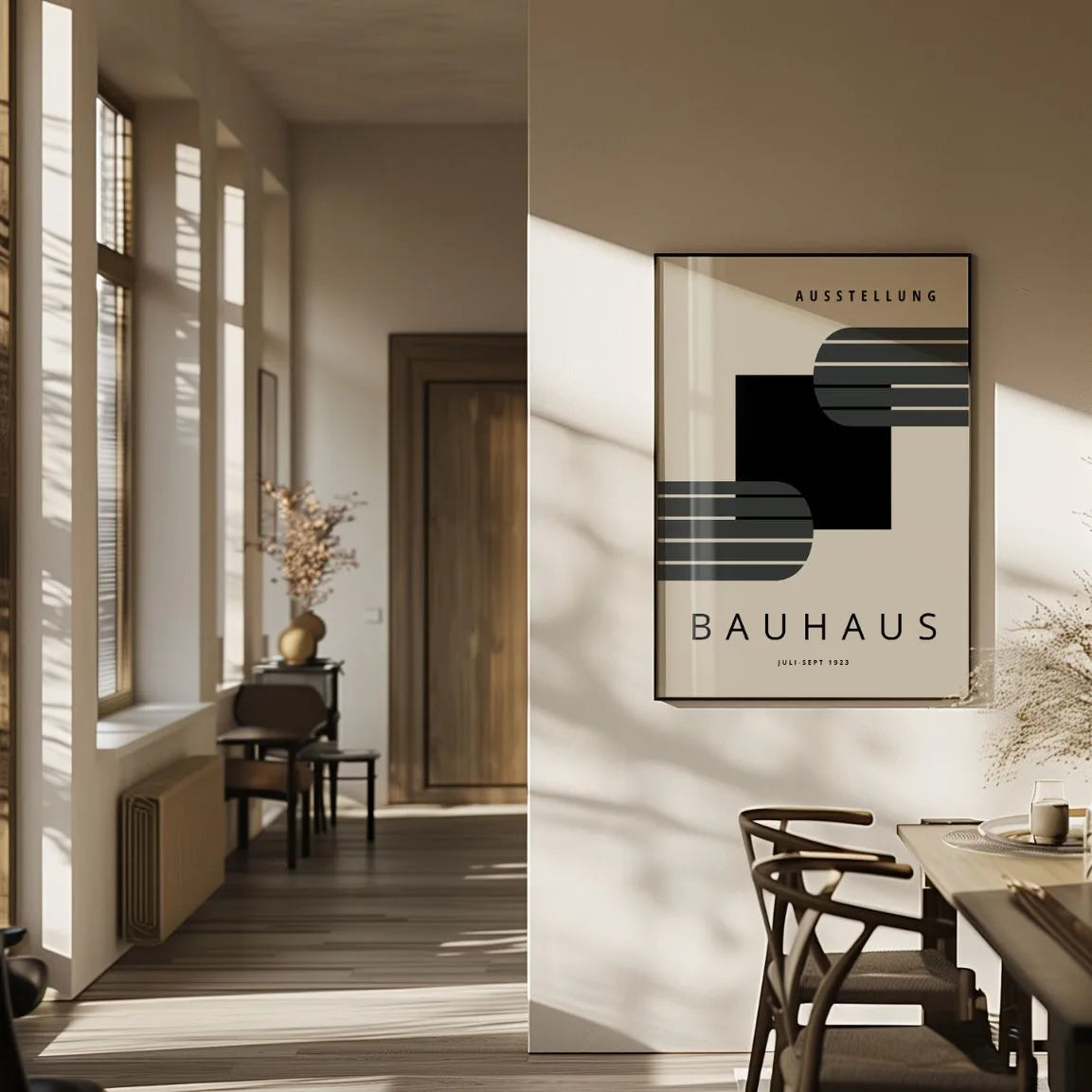 Bauhaus Lignes Carré Noir Affiche