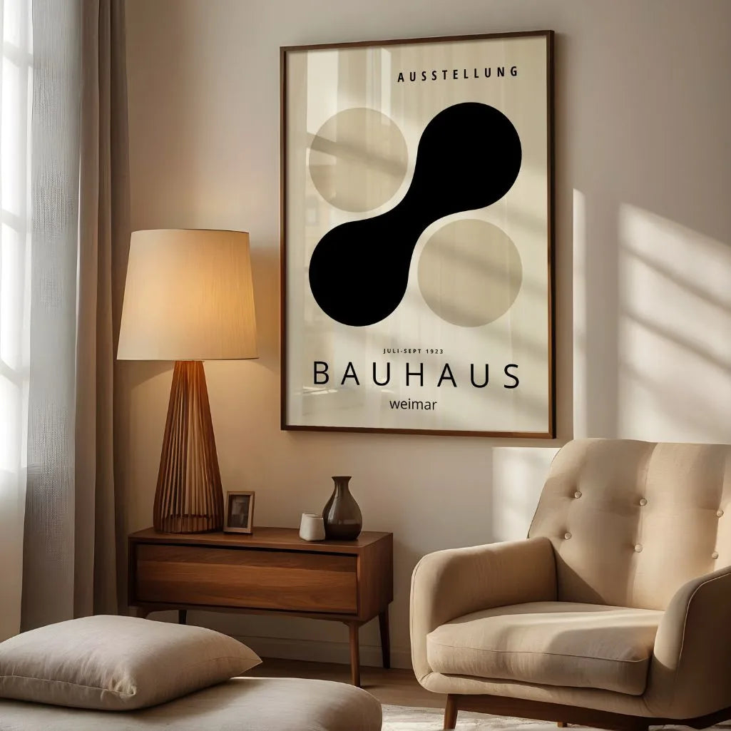 Bauhaus Formes Noir Beige Affiche