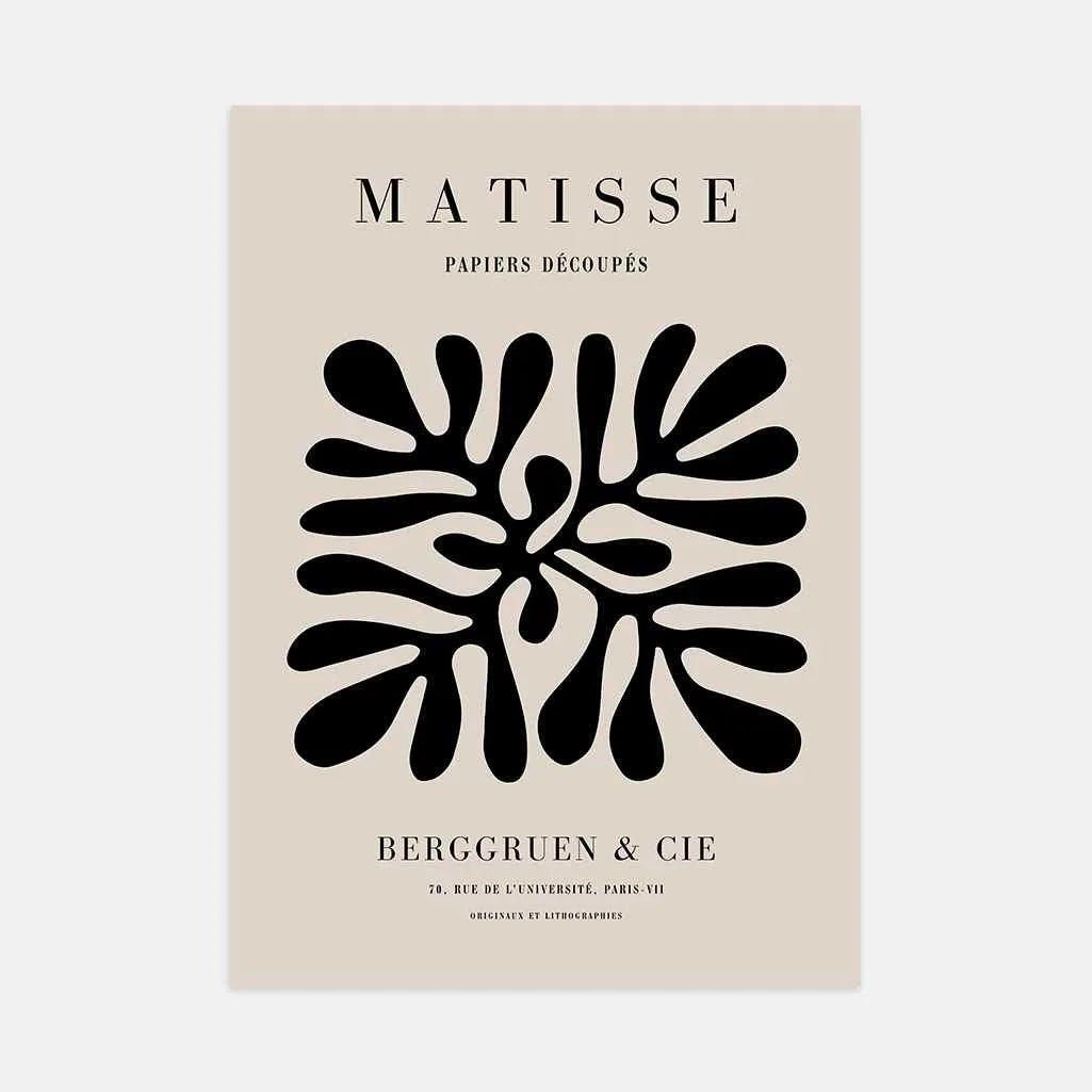 Henri Matisse – Affiche Minimaliste Beige et Noir