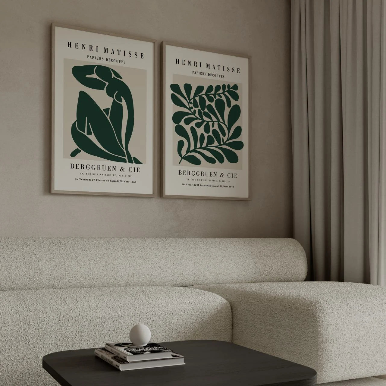 Set of 2 Matisse Deep Green Forms Posters