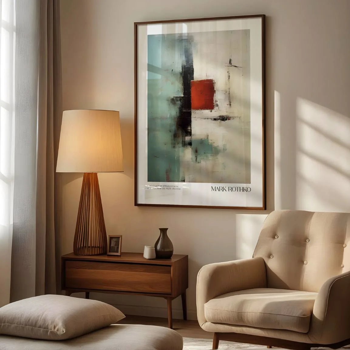 Rothko-Inspired Red Accent Poster